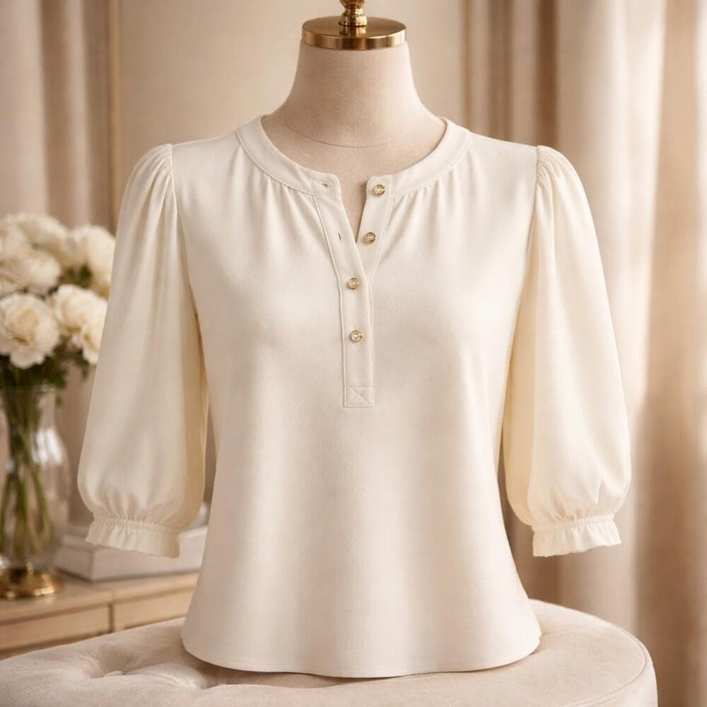 Vintage Ralph Lauren 3/4 Puff Sleeve 100% Cotton Size 2XL Y2K 90s Preppy Blouse